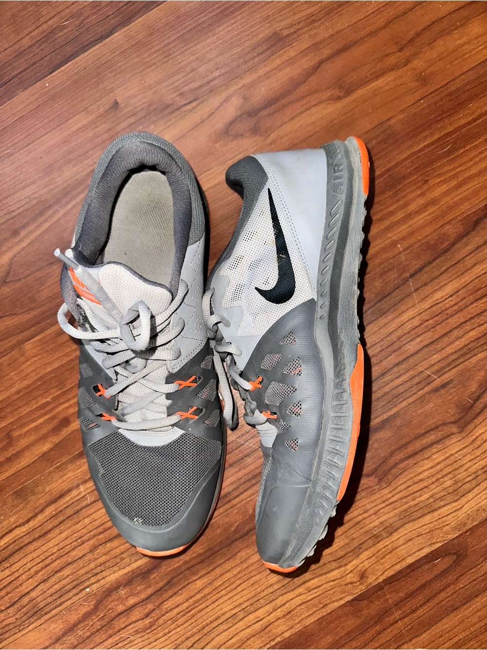 Nike Gray Athletic Sneakers with Orange Trim